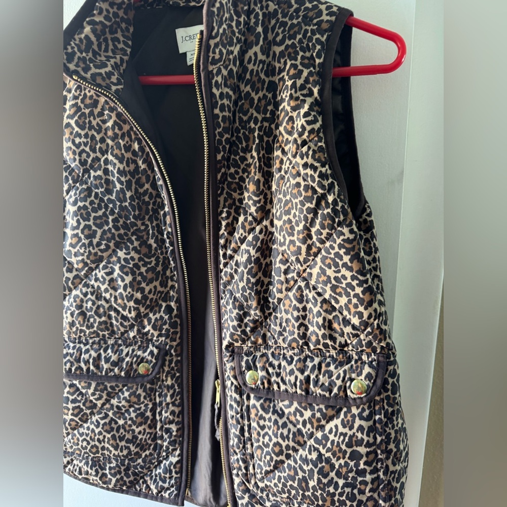 J. Crew Leopard Print Quilted Vest